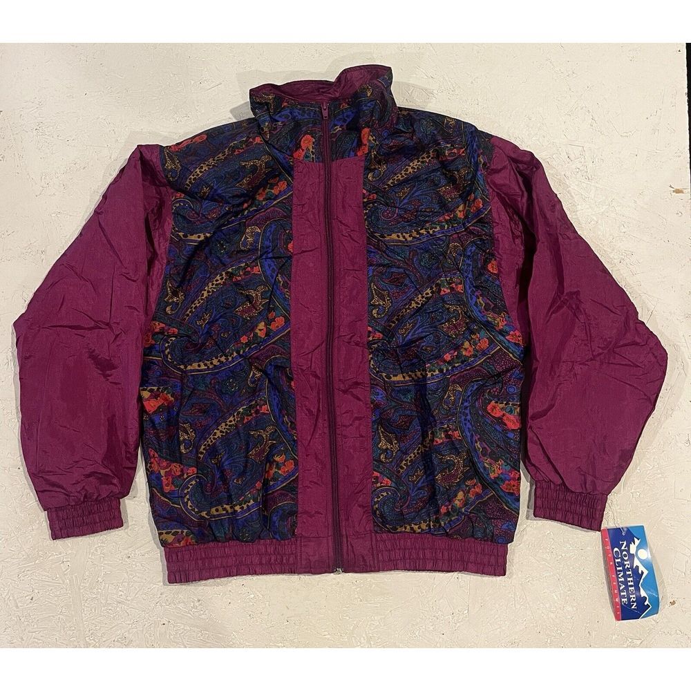 Vintage Northern Climate Colorful Nylon Women's‎ Full Zip Jacket Size M Paisley